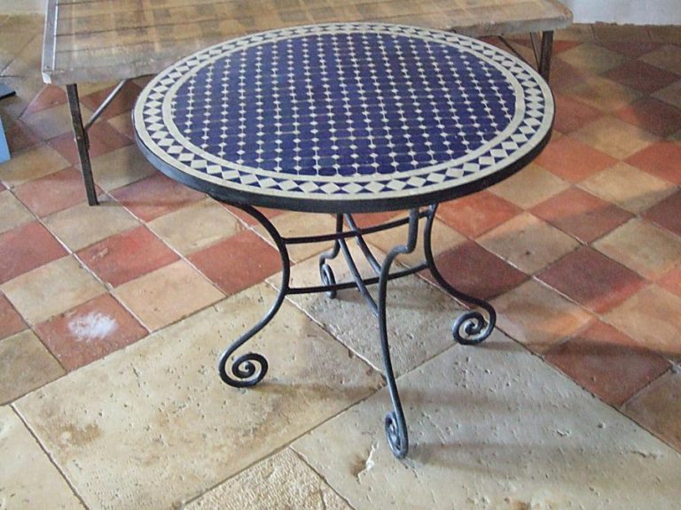 Table Ronde En Fer Forgé Et Mosaïque Type Marocain Bca Matériaux