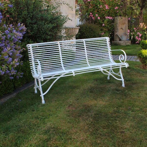 banc métal blanc style ancien