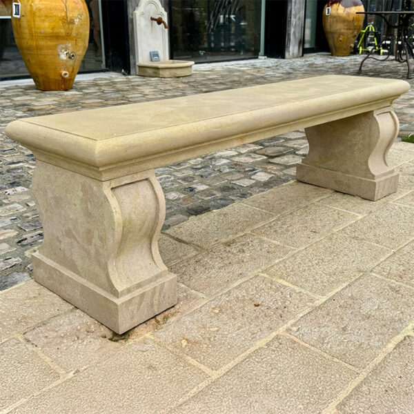 banc neuf en pierre calcaire beige